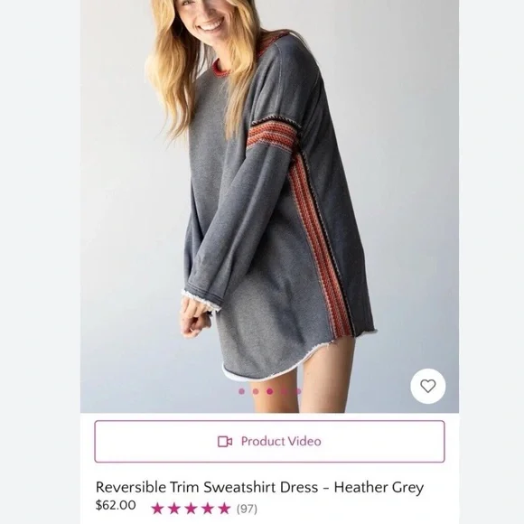 Natural Life Sz S Reversible Trim Sweatshirt Dress NWOT - Picture 2 of 4